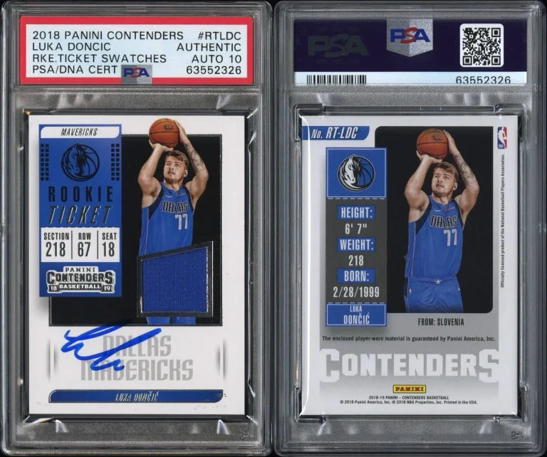 LUKA DONCIC CONTENDERS JERSEY SWATCHES ROOKIE RC SIGNED PSA/DNA GEM MINT 10 AUTO