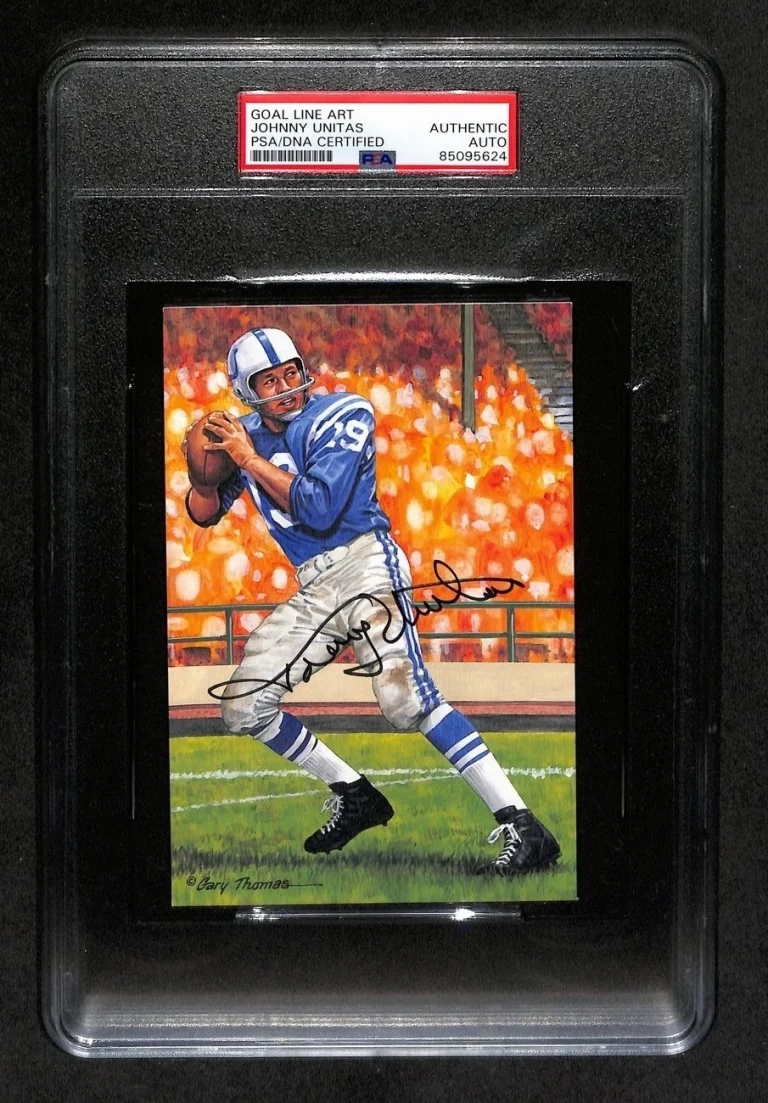 Johnny Unitas Signed 1991 Goal Line Enshrinee Proof /50 RARE PSA PSA/DNA