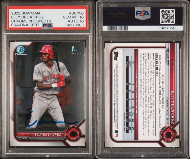 Elly De La Cruz Signed 2022 Bowman Chrome 1st Prospects Rookie Auto BCP50 PSA 10