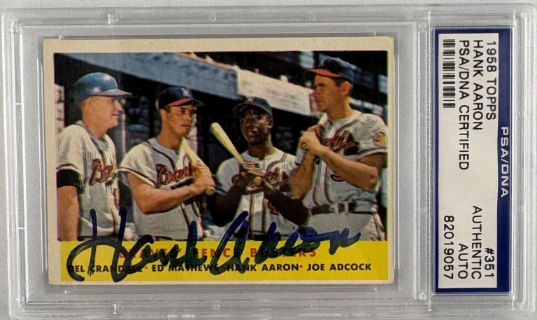 Hank Aaron Signed 1958 Topps #351 Baseball Card PSA PSA/DNA Auto