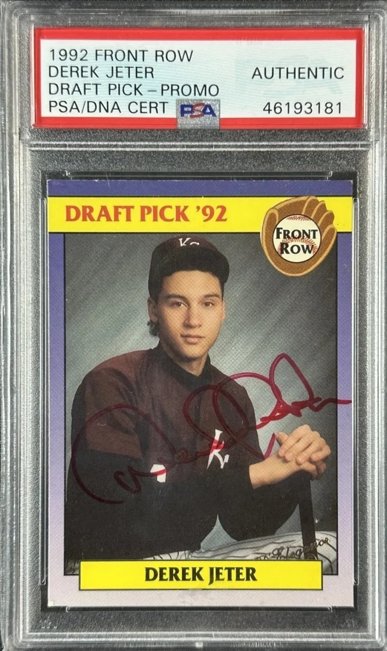 Derek Jeter Red Signed 1992 Front Row Promo Draft Pick Rookie Card RC PSA Auto