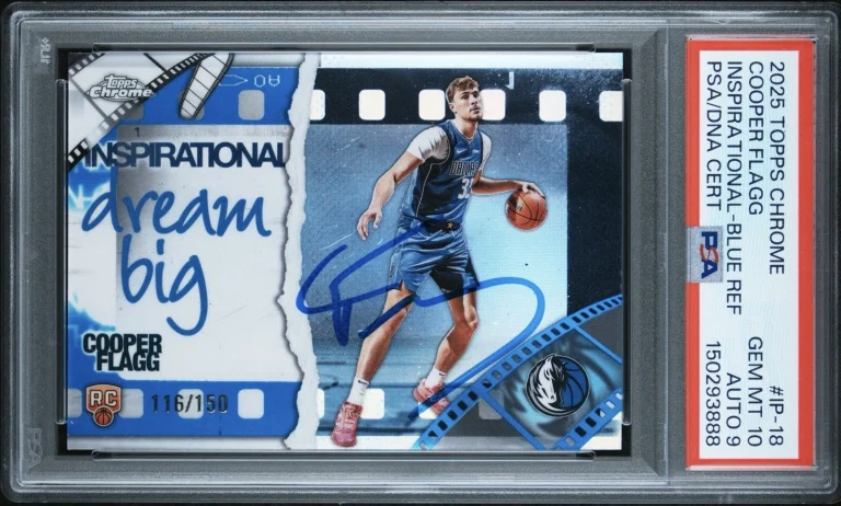 Cooper Flagg Signed 2025 Topps Chrome Blue Refractor /150 Rookie Auto PSA 10