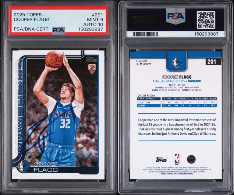 Cooper Flagg Signed 2025-26 Topps #201 Autographed NBA RC Auto Card PSA 9/10