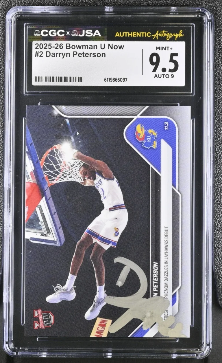 DARRYN PETERSON SIGNED 2025-26 BOWMAN U NOW ROOKIE CARD #2 CGC 9.5 JSA 9 AUTO