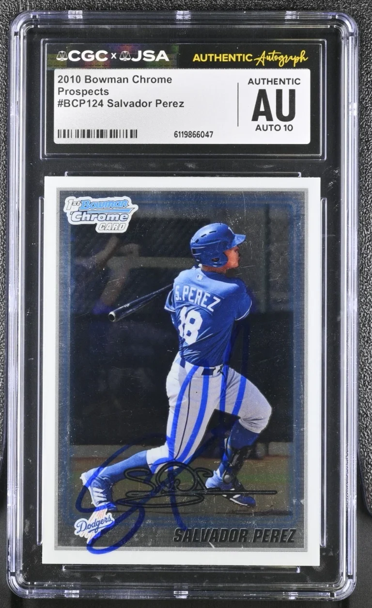 SALVADOR PEREZ SIGNED 2010 BOWMAN CHROME ROOKIE CARD #BCP124 CGC AU JSA 10 AUTO