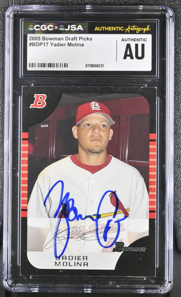 YADIER MOLINA SIGNED 2005 BOWMAN DRAFT ROOKIE CARD #BDP17 CGC AU JSA AUTO