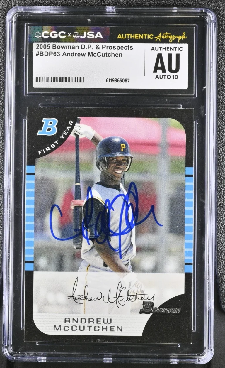 ANDREW MCCUTCHEN SIGNED 2005 BOWMAN DRAFT ROOKIE CARD #BDP63 CGC AU JSA 10 AUTO