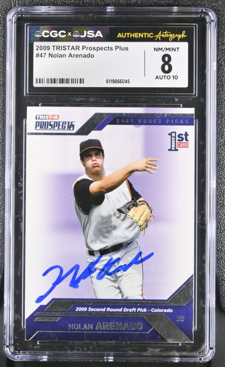 NOLAN ARENADO SIGNED 2009 TRISTAR PROSEPCTS ROOKIE CARD #47 CGC 8 JSA 10 AUTO
