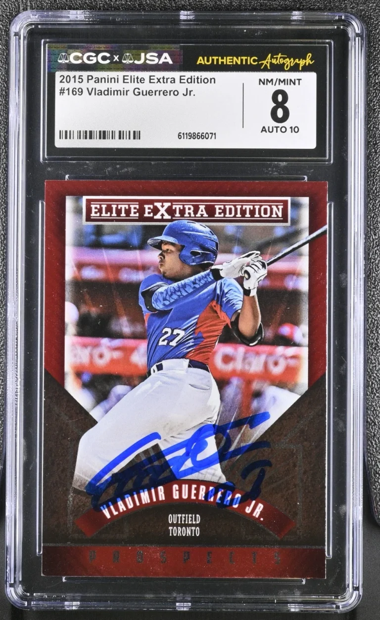 VLADIMIR GUERRERO JR SIGNED 2015 PANINI ELITE ROOKIE CARD #169 CGC 8 JSA 10 AUTO