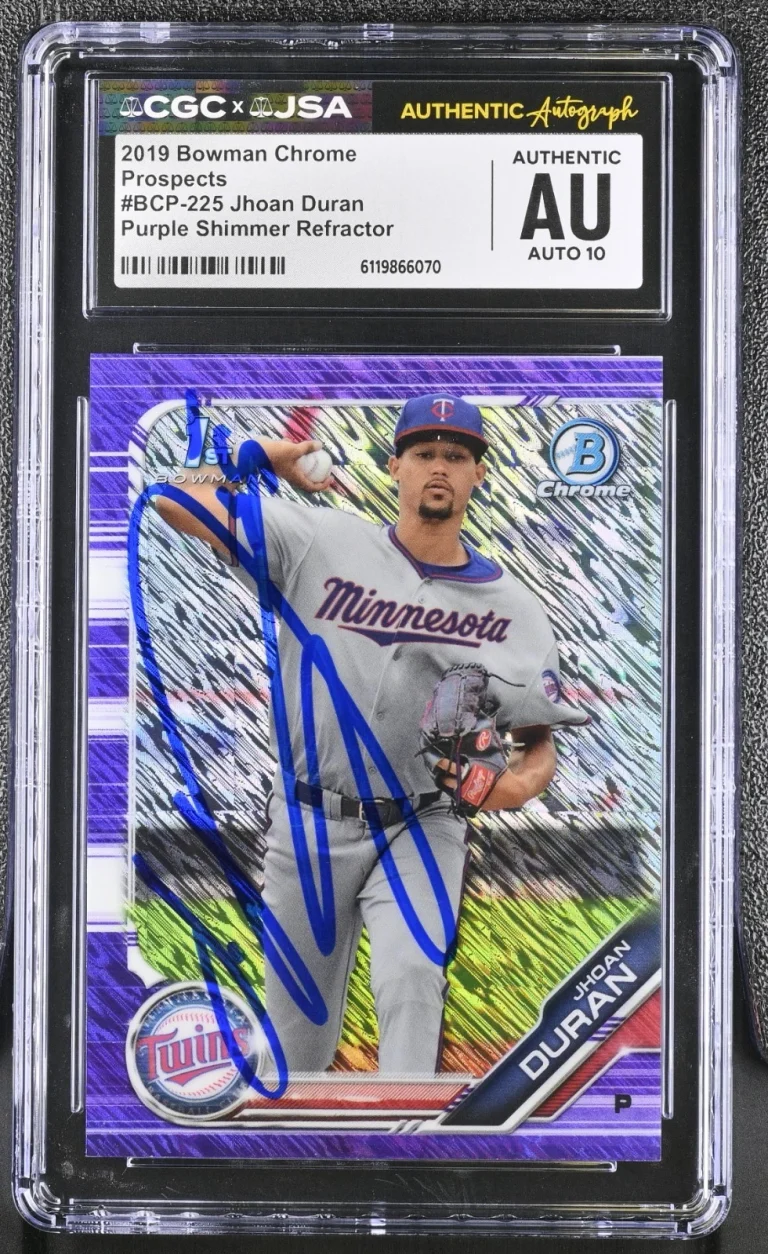 JHOAN DURAN SIGNED 2019 BOWMAN CHROME SHIMMER CARD #BCP-225 CGC AU JSA 10 AUTO