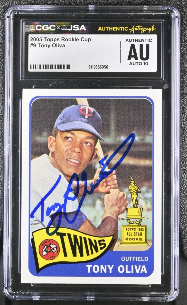 TONY OLIVA SIGNED 2005 TOPPS ROOKIE CUP #9 CGC AU JSA 10 AUTO