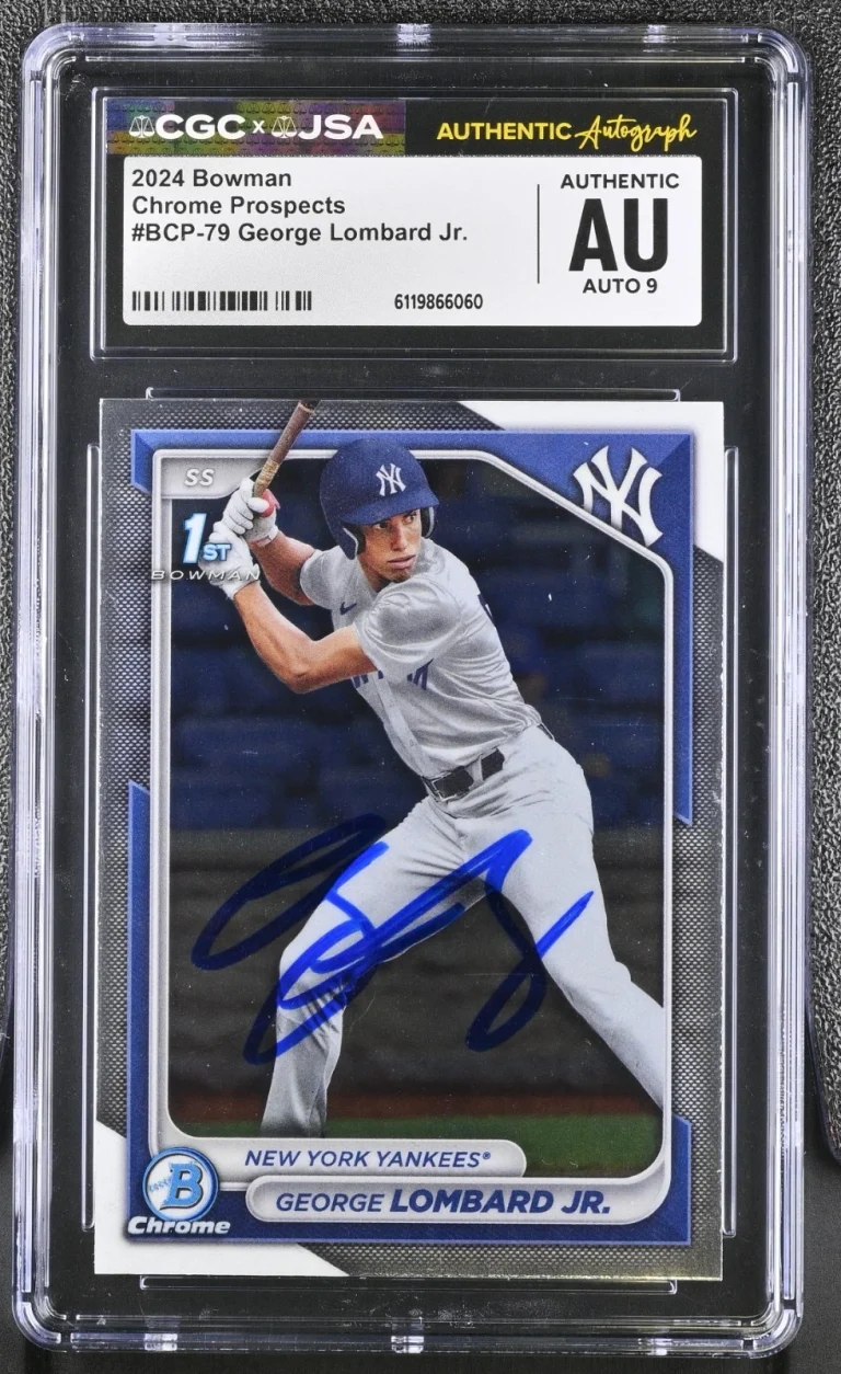 GEORGE LOMBARD SIGNED 2024 BOWMAN CHROME ROOKIE CARD #BCP-79 CGC AU JSA 9 AUTO