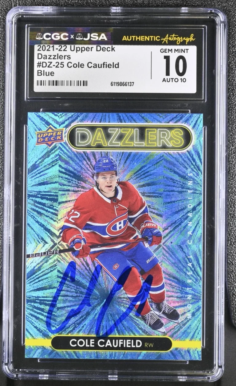 COLE CAUFIELD SIGNED 2021-22 UPPER DECK DAZZLERS CARD #DZ-25 CGC 10 JSA 10 AUTO