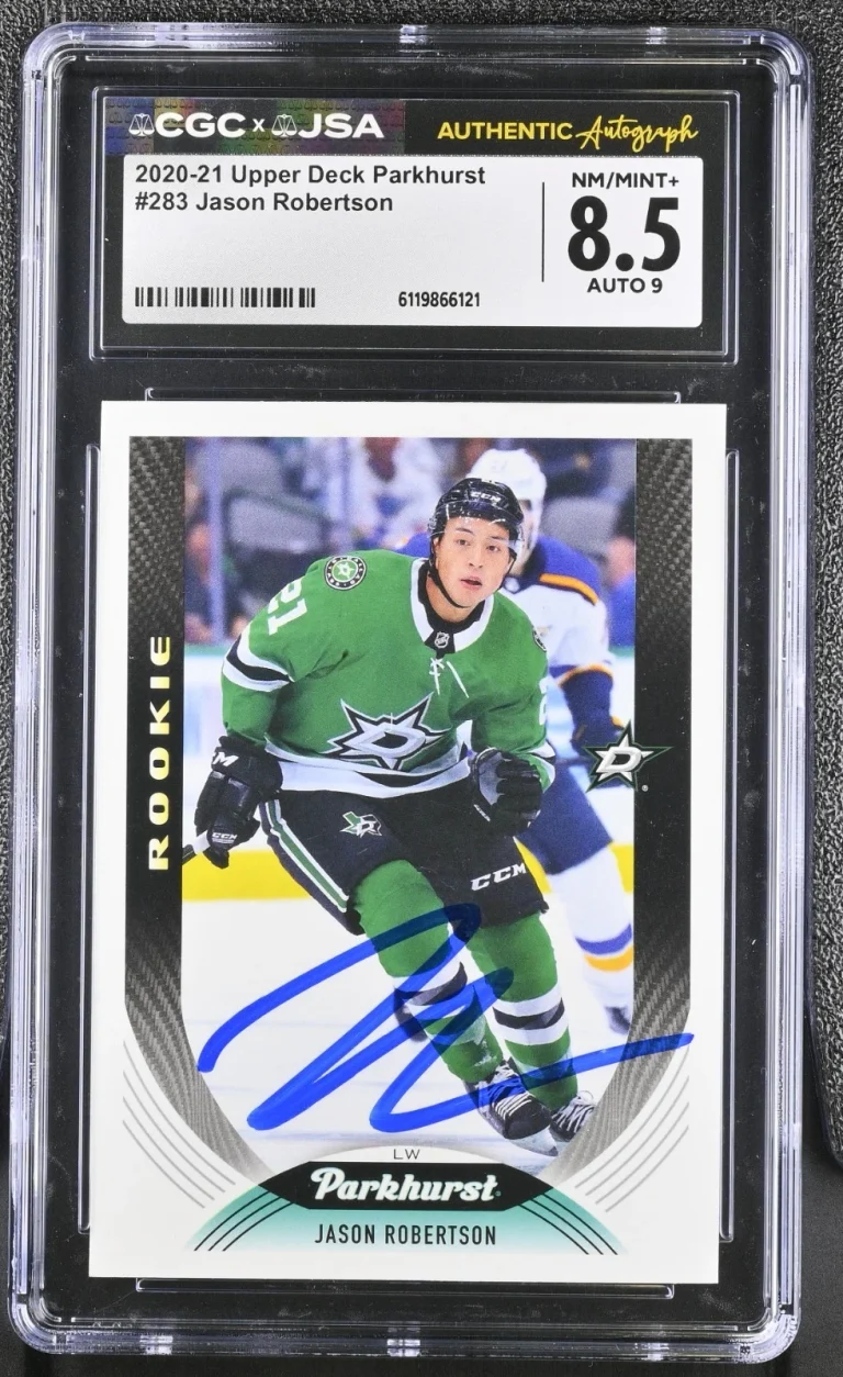 JASON ROBERTSON SIGNED 2020-21 UD PARKHURST ROOKIE CARD #283 CGC 8.5 JSA 9 AUTO