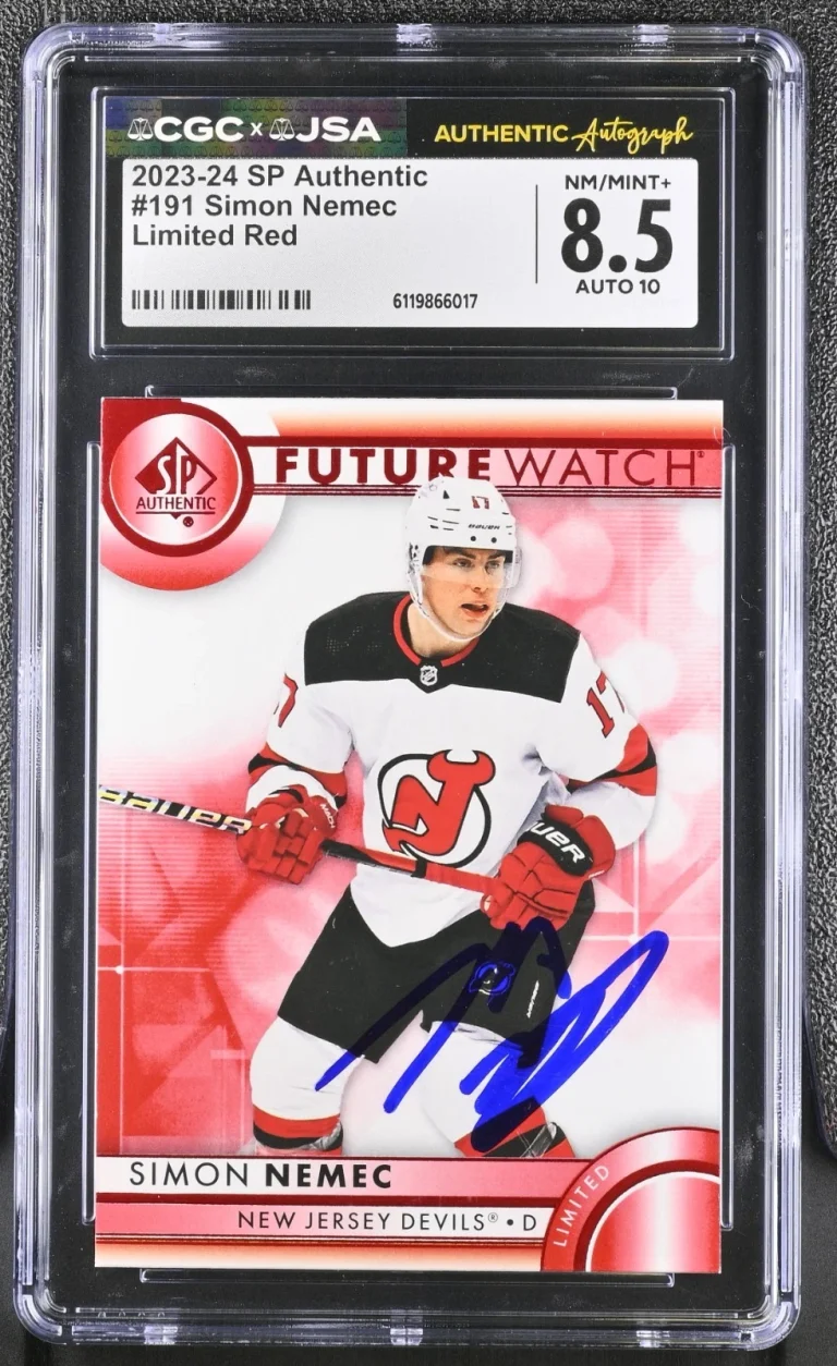 SIMON NEMEC SIGNED 2023-24 SP AUTHENTIC ROOKIE CARD #191 CGC 8.5 JSA 10 AUTO