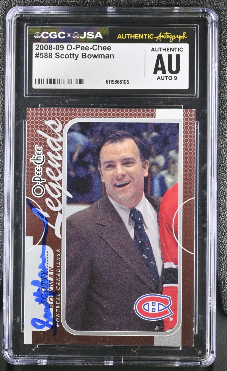 SCOTTY BOWMAN SIGNED 2008-09 O-PEE-CHEE CARD #588 CGC AU JSA 9 AUTO
