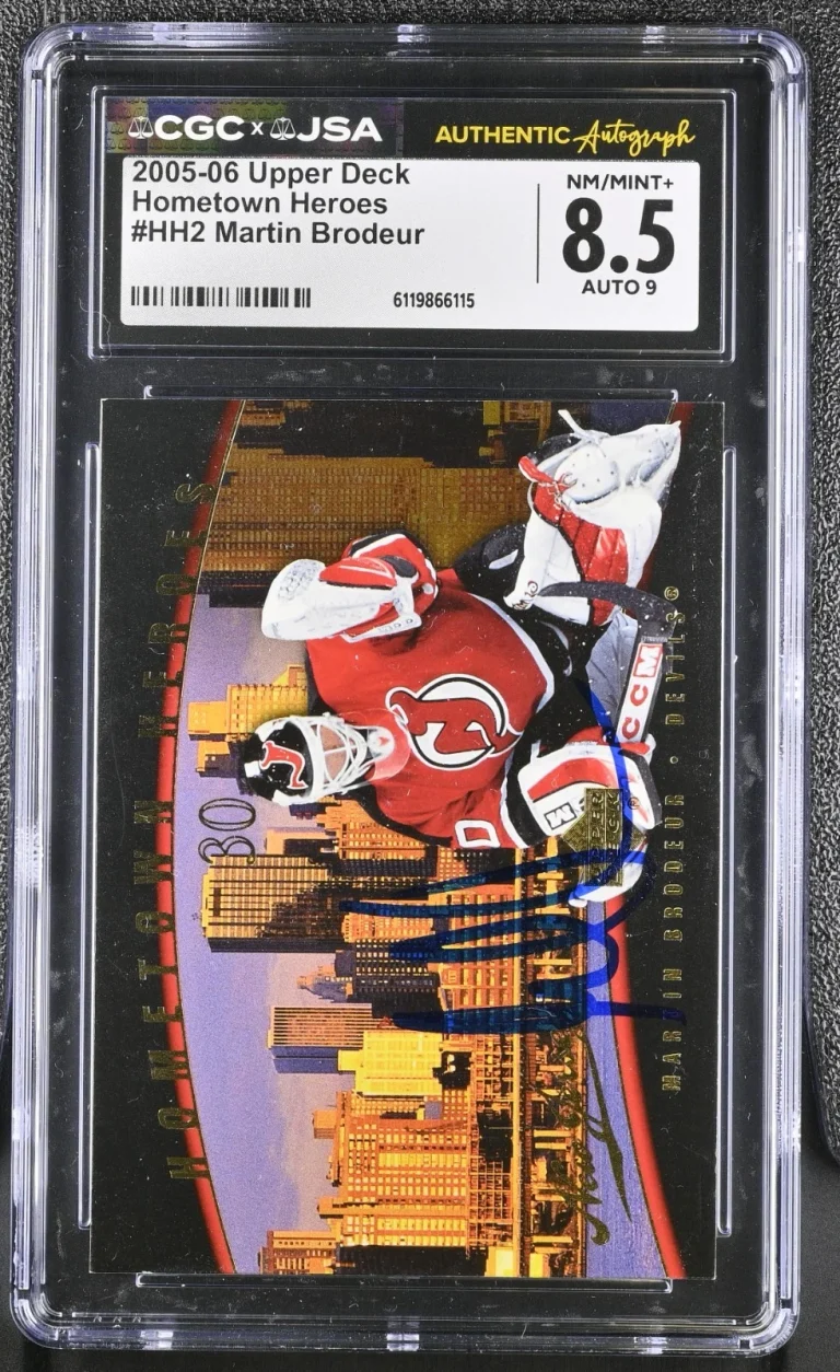 MARTIN BRODEUR SIGNED 2005-06 UD HOMETOWN HEROES CARD #HH2 CGC 8.5 JSA 9 AUTO