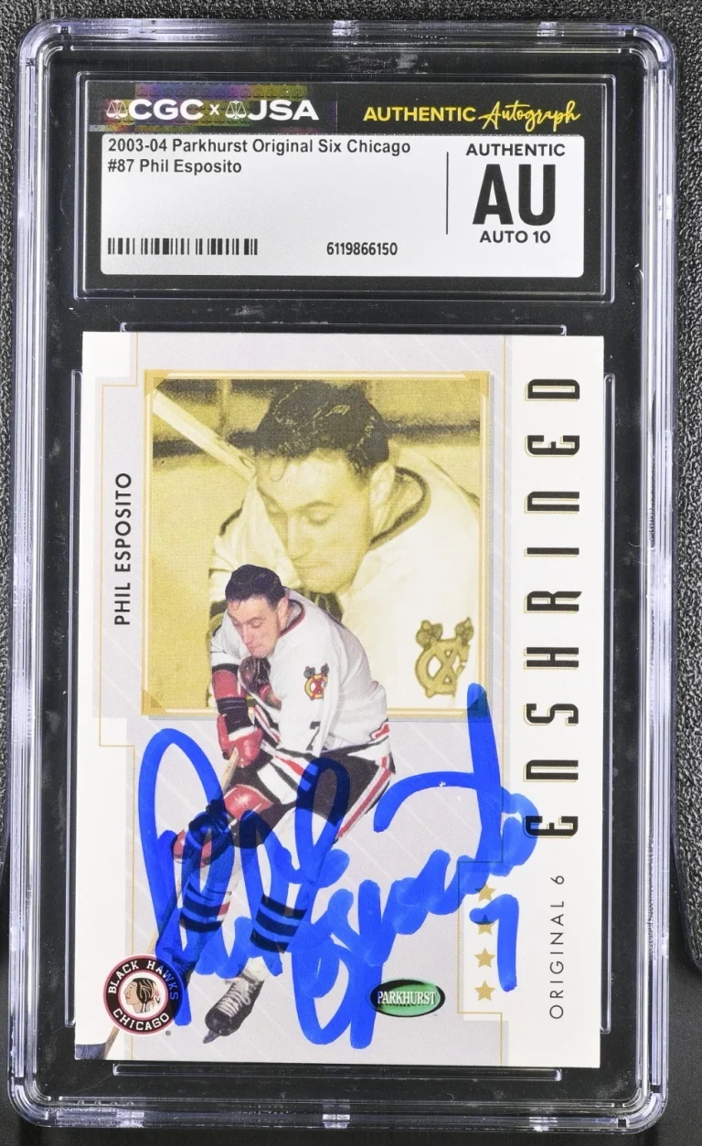 PHIL ESPOSITO SIGNED 2003-04 PARKHURST ORIGINAL SIX CARD #87 CGC AU JSA 10 AUTO