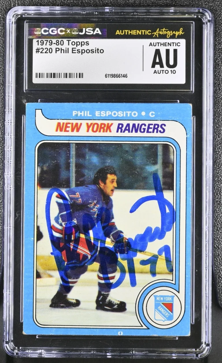 PHIL ESPOSITO SIGNED 1979-80 TOPPS CARD #220 CGC AU JSA 10 AUTO