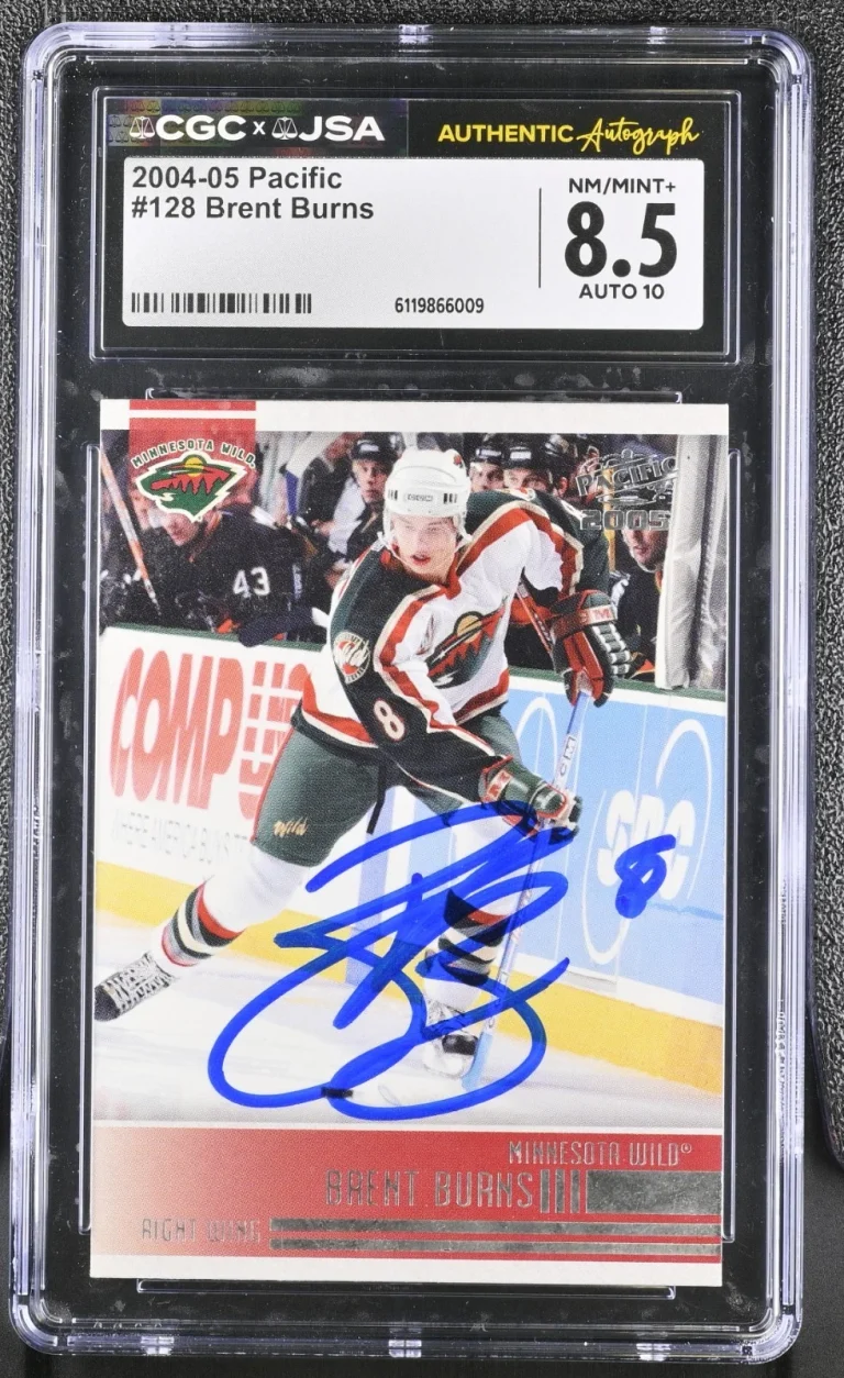 BRENT BURNS SIGNED 2004-05 PACIFIC CARD #128 CGC 8.5 JSA 10 AUTO