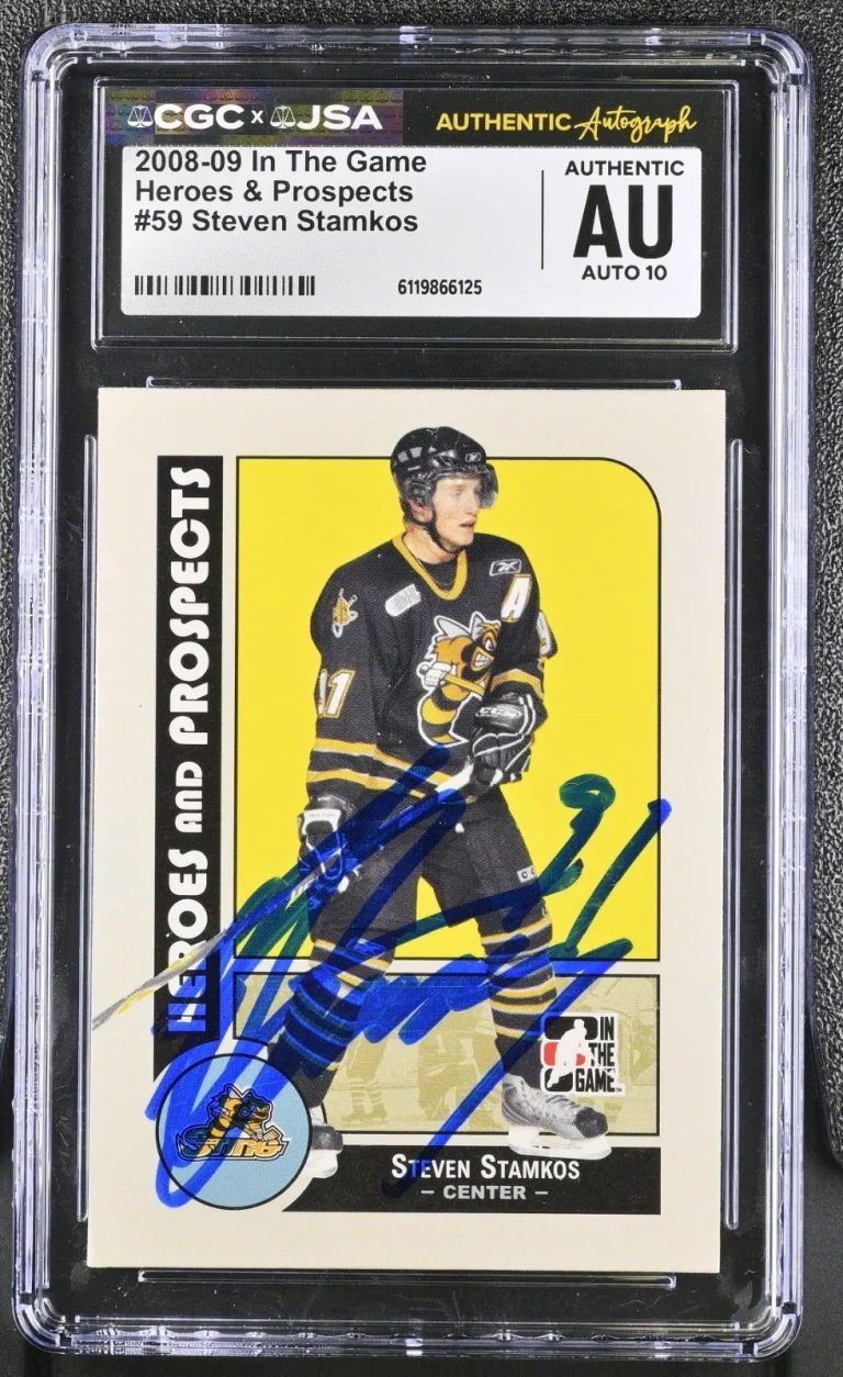 STEVEN STAMKOS SIGNED 2008-09 ITG HEROES & PROSPECTS CARD #59 CGC AU JSA 10 AUTO