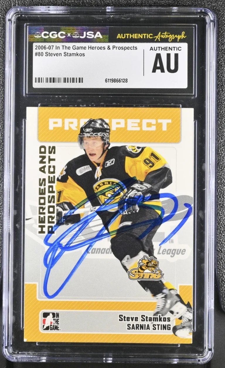 STEVEN STAMKOS SIGNED 2006-07 ITG HEROES & PROSPECTS CARD #80 CGC AU JSA AUTO