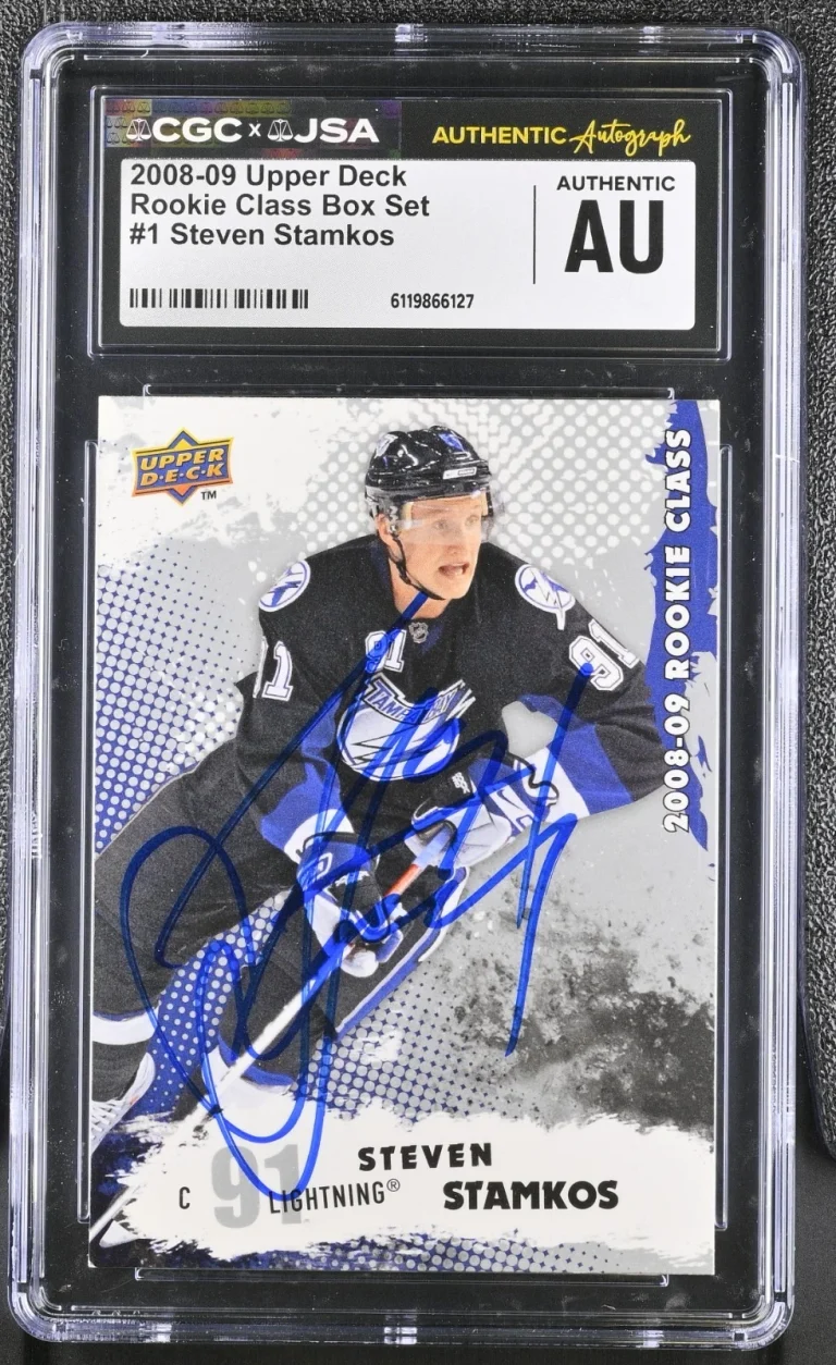 STEVEN STAMKOS SIGNED 2008-09 UPPER DECK ROOKIE CLASS CARD #1 CGC AU JSA AUTO