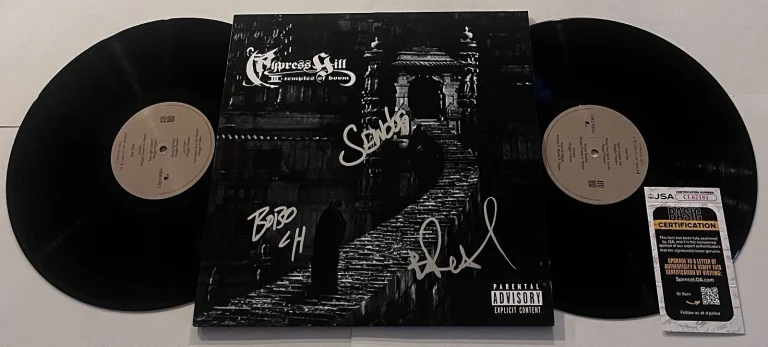 CYPRESS HILL SIGNED TEMPLES OF BOOM LP VINYL RECORD ALBUM B-REAL SEN DOG JSA COA