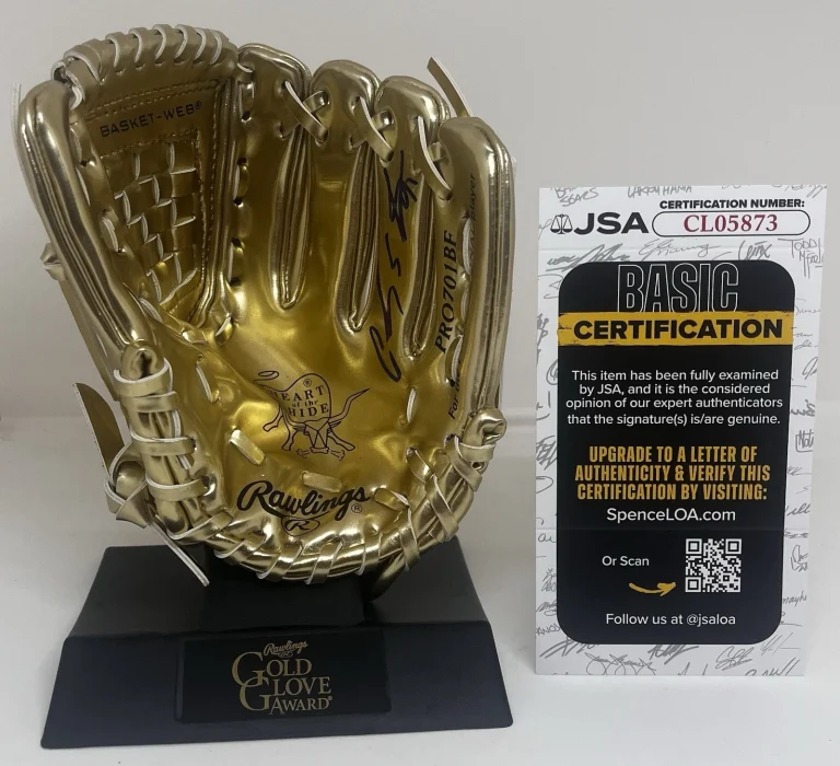 CARLOS SANTANA SIGNED RAWLINGS GOLD GLOVE AWARD GLOVE MINNESOTA TWINS JSA COA