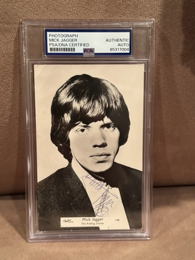 Awesome Mick Jagger Rolling Stones Signed 3-1/2 By 5-1/2 Valex Photo PSA Slabbed