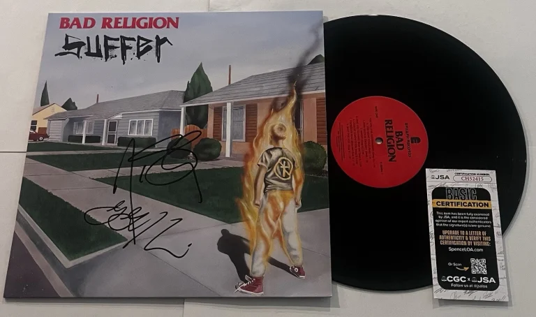 BAD RELIGION SIGNED SUFFER LP VINYL RECORD ALBUM GREG GRAFFIN JAY BENTLEY JSA