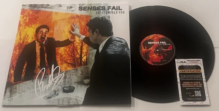 SENSES FAIL SIGNED LET IT ENFOLD YOU LP VINYL RECORD ALBUM BUDDY NIELSEN JSA COA