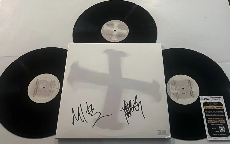 MY CHEMICAL ROMANCE SIGNED THE BLACK PARADE GHOSTS LP VINYL RECORD ALBUM JSA COA