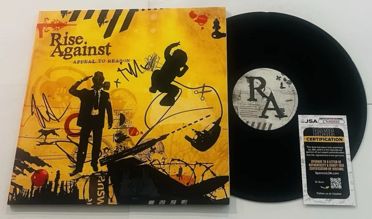 RISE AGAINST BAND SIGNED APPEAL TO REASON LP VINYL RECORD TIM MCILRATH JSA COA