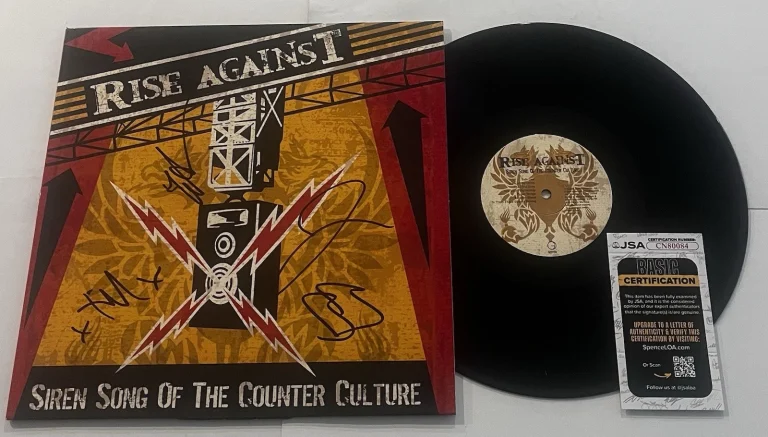 RISE AGAINST BAND SIGNED SIREN SONG OF THE LP VINYL RECORD TIM MCILRATH JSA COA