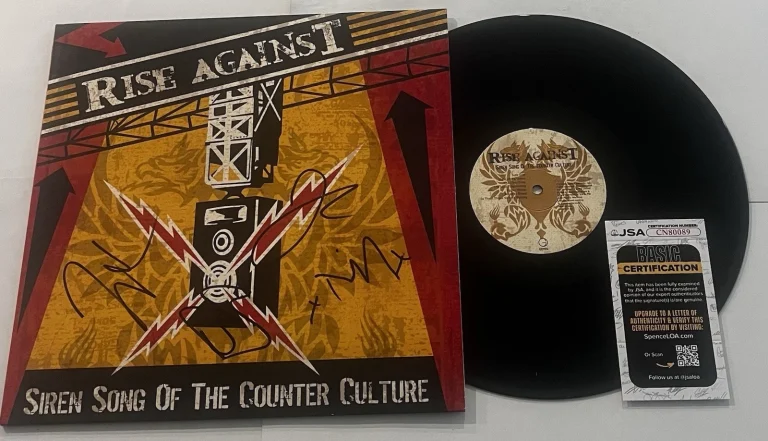 RISE AGAINST BAND SIGNED SIREN SONG OF THE LP VINYL RECORD TIM MCILRATH JSA COA
