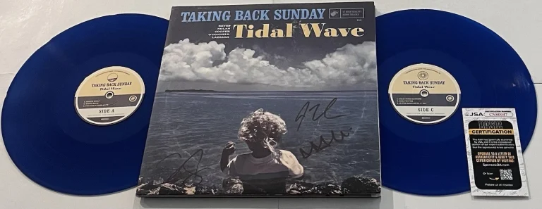 TAKING BACK SUNDAY SIGNED TIDAL WAVE LP VINYL RECORD ADAM LAZZARA +2 JSA COA