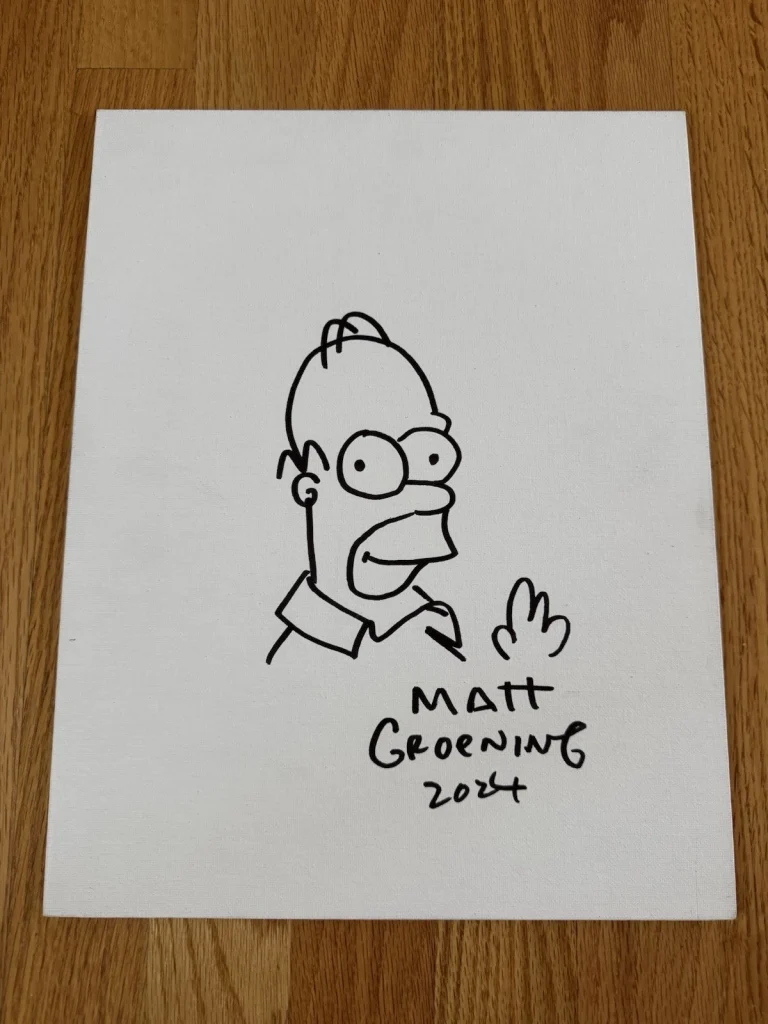 Gorgeous Homer Simpson 11 x 14 Drawing Artwork By Matt Groening JSA The Simpsons