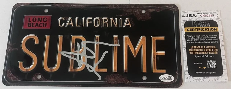 ERIC WILSON SIGNED SUBLIME BAND LICENSE PLATE SANTERIA WHAT I GOT JSA COA