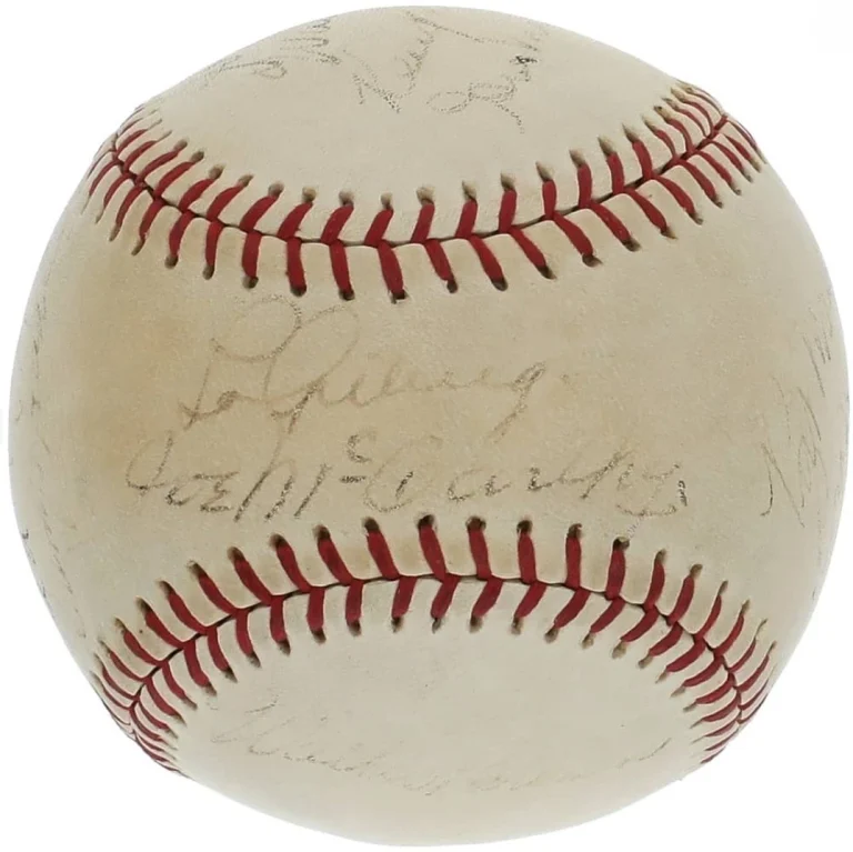 1938 WS Champion NY Yankees Signed OAL Baseball Gehrig Ruffing PSA PSA/DNA