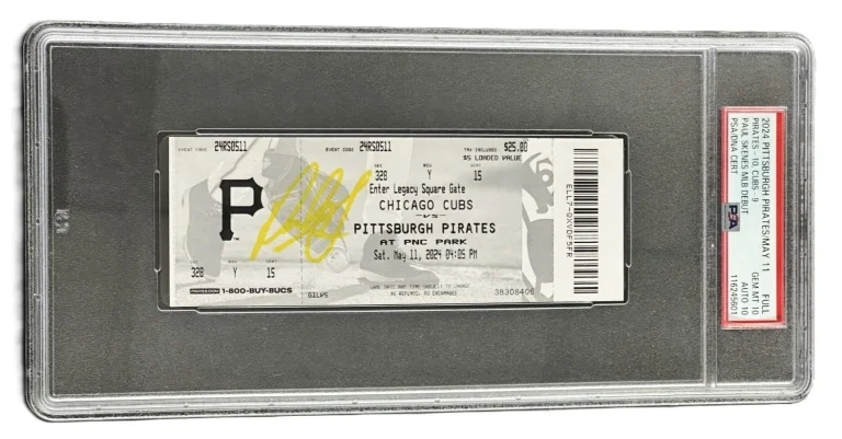 Paul Skenes Signed May 11,2024 MLB Debut Full Ticket PSA 10 PSA/DNA 10 Auto