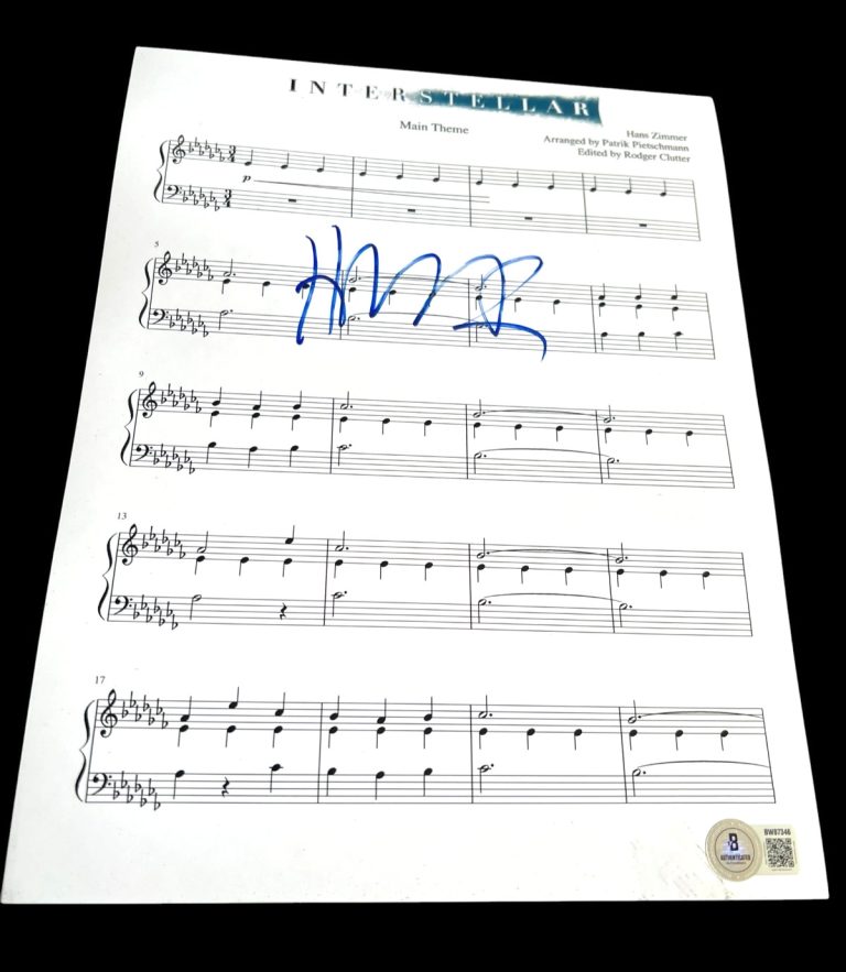 HANS ZIMMER SIGNED AUTOGRAPH SHEET MUSIC INTERSTELLAR BECKETT BAS AUTO COA D