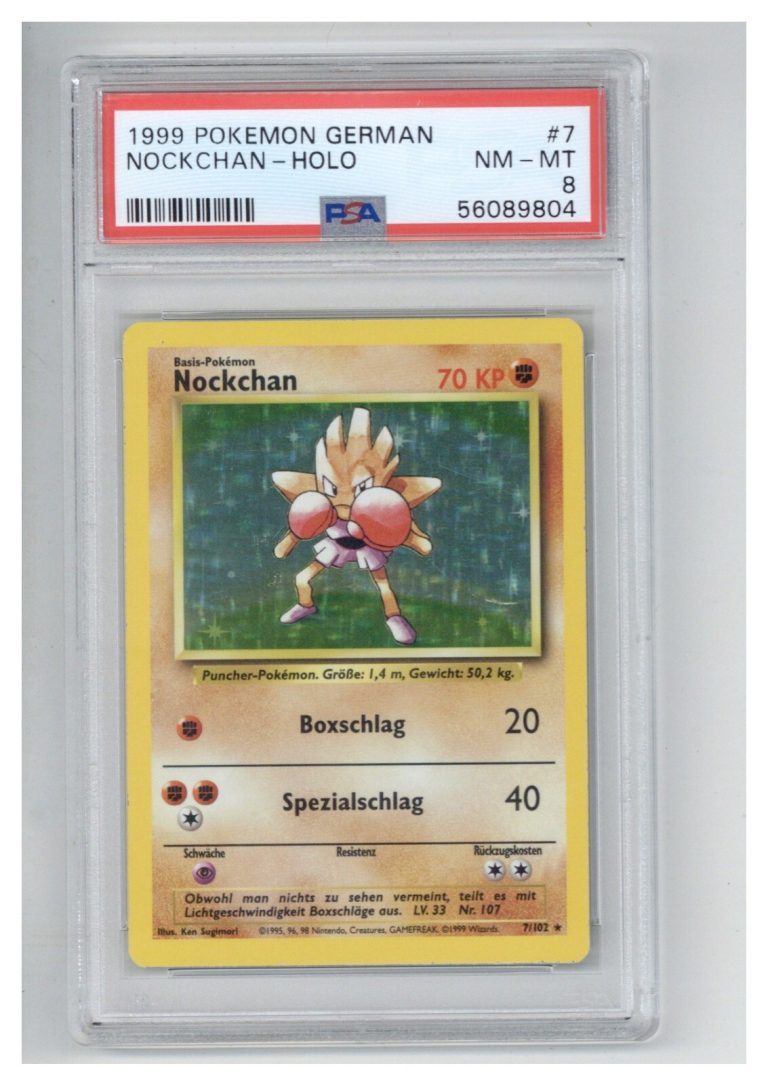 1999 Pokemon German Nockchan Hitmonchan Holo #7 Graded PSA 8 NM-MT MINT