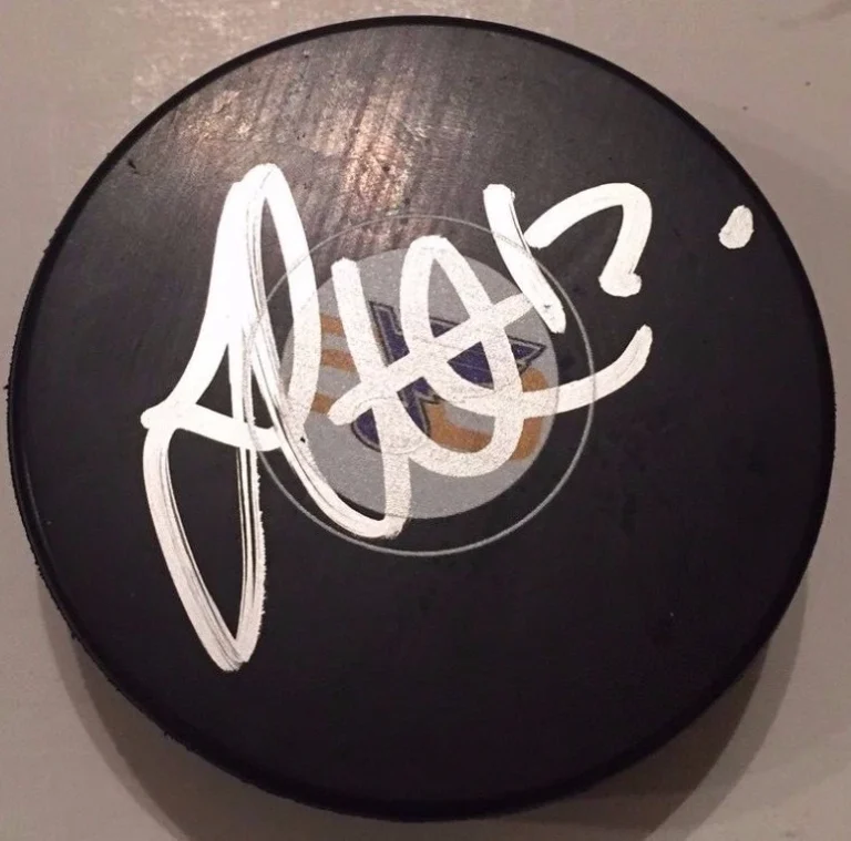 JORI LEHTERA SIGNED 2017 ST LOUIS BLUES 50TH ANNIVERSARY PUCK W/CASE COA