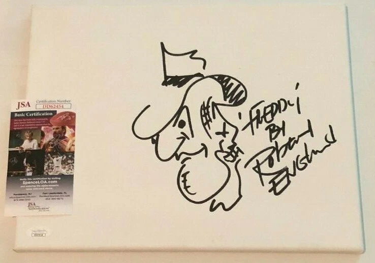 ROBERT ENGLUND SIGNED FREDDY KRUEGER HAND DRAWN SKETCH 11X14 CANVAS JSA