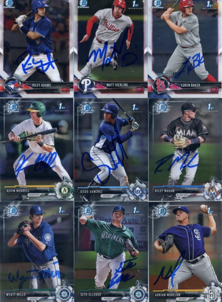 RILEY ADAMS SIGNED 2018 BOWMAN CHROME PROSPECT ROOKIE CARD AUTO