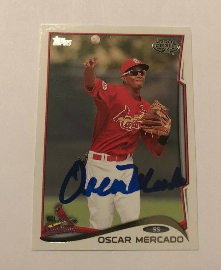 OSCAR MERCADO SIGNED 2014 TOPPS PRO DEBUT PROSPECT ROOKIE CARD AUTO