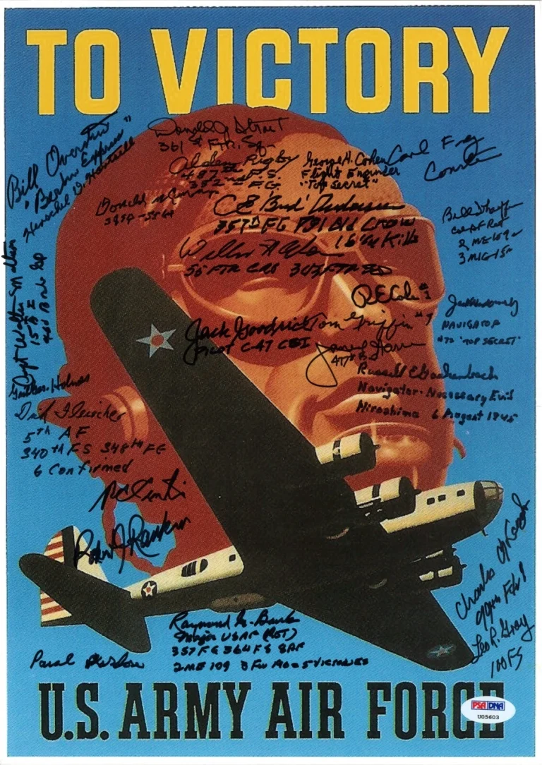 WWII US AIR FORCE VETERANS MULTI SIGNED 11X14 POSTER PSA DNA U05603 X25 RARE