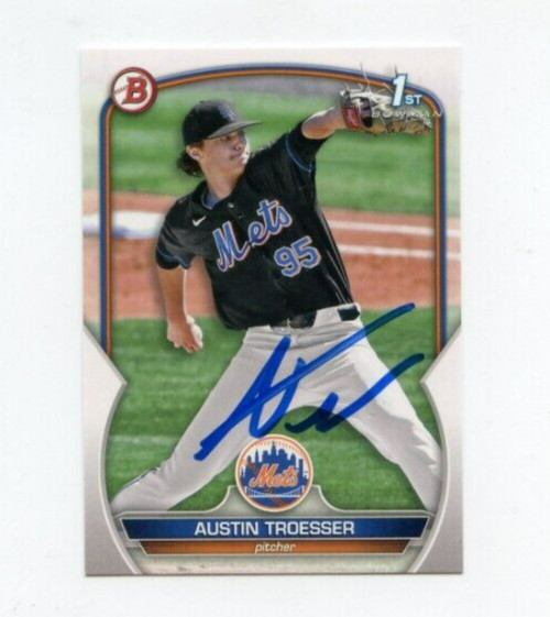 AUSTIN TROESSER SIGNED 2023 BOWMAN DRAFT BASEBALL CARD AUTO