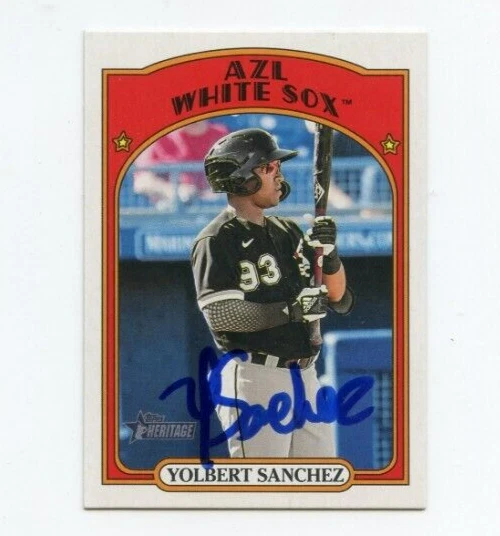 YOLBERT SANCHEZ SIGNED 2021 TOPPS HERITAGE MINOR LEAGUE BASEBALL CARD AUTO